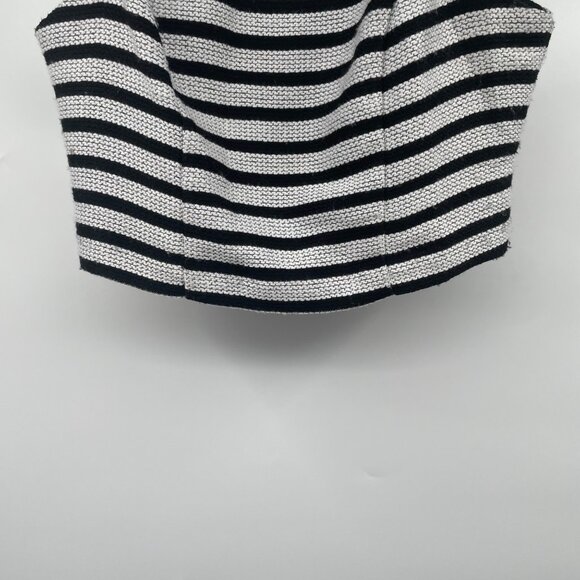 Express Womens Textured Striped Crop Top Sleeveless Black/Whiter Size XS Zip - Picture 3 of 8